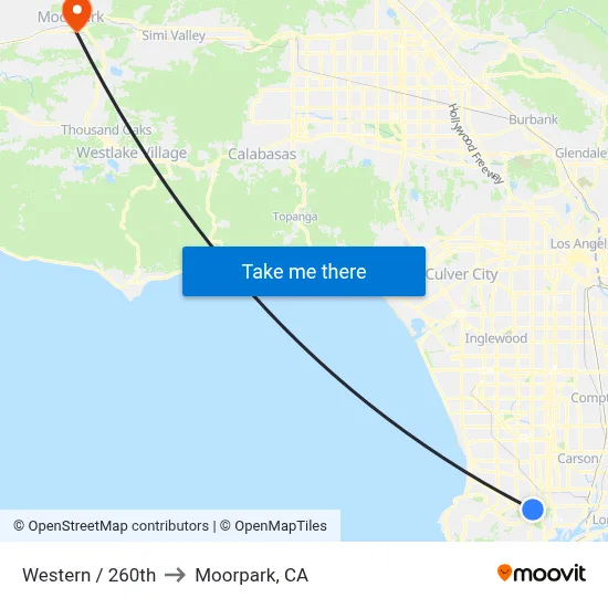 Western / 260th to Moorpark, CA map