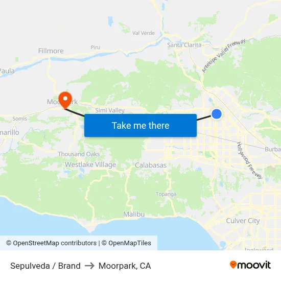 Sepulveda / Brand to Moorpark, CA map