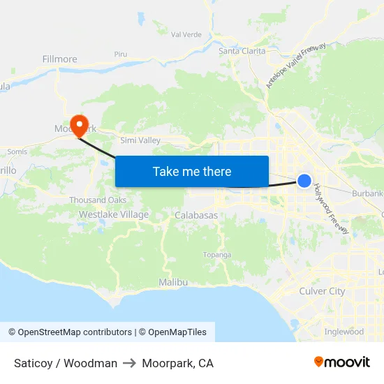 Saticoy / Woodman to Moorpark, CA map