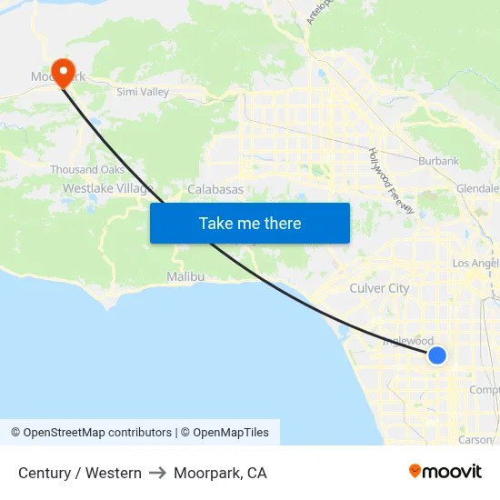 Century / Western to Moorpark, CA map