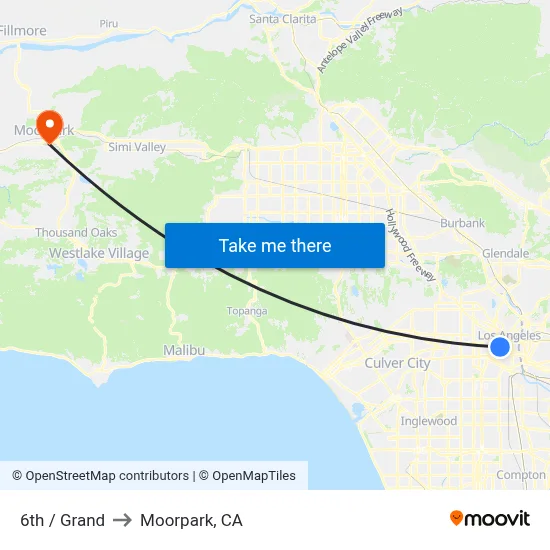 6th / Grand to Moorpark, CA map
