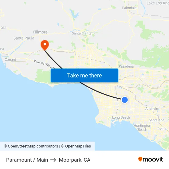Paramount / Main to Moorpark, CA map