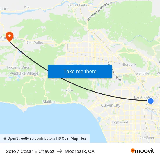 Soto / Cesar E Chavez to Moorpark, CA map