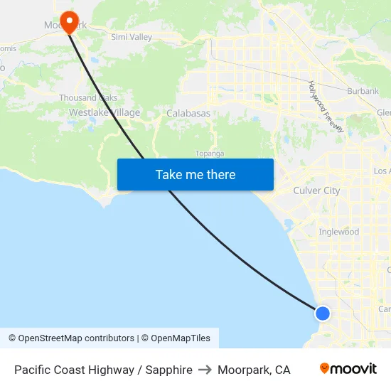 Pacific Coast Highway / Sapphire to Moorpark, CA map