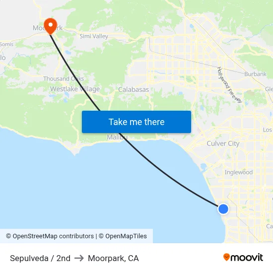 Sepulveda / 2nd to Moorpark, CA map