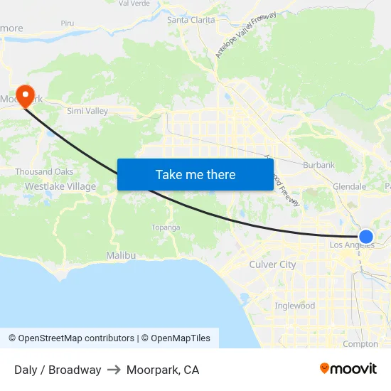 Daly / Broadway to Moorpark, CA map