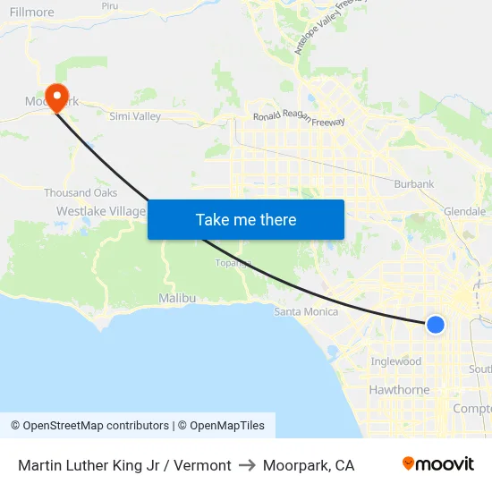 Martin Luther King Jr / Vermont to Moorpark, CA map