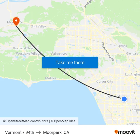 Vermont / 94th to Moorpark, CA map