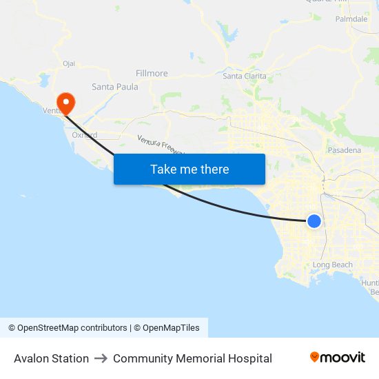 Avalon Station to Community Memorial Hospital map