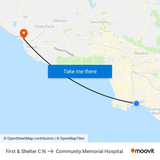 First & Shelter C N to Community Memorial Hospital map