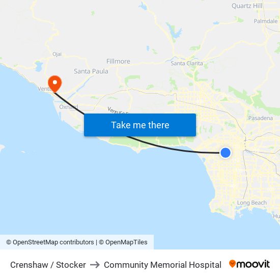 Crenshaw / Stocker to Community Memorial Hospital map