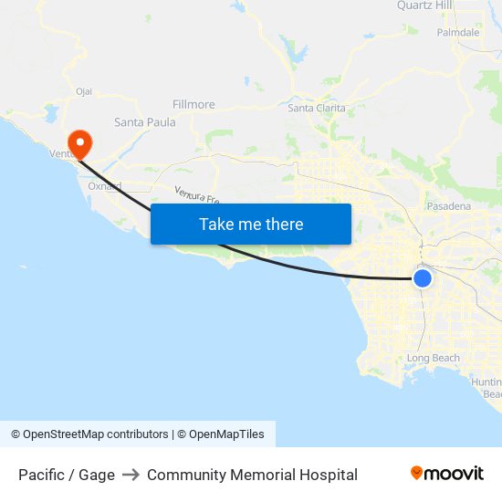 Pacific / Gage to Community Memorial Hospital map