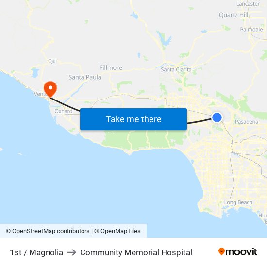 1st / Magnolia to Community Memorial Hospital map