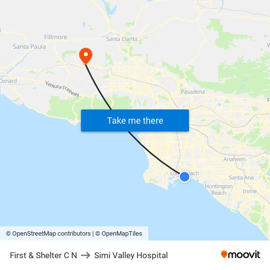 First & Shelter C N to Simi Valley Hospital map