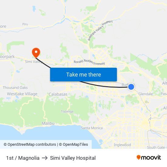 1st / Magnolia to Simi Valley Hospital map