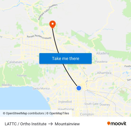 LATTC / Ortho Institute to Mountainview map