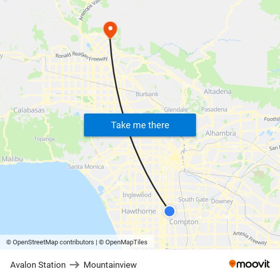 Avalon Station to Mountainview map