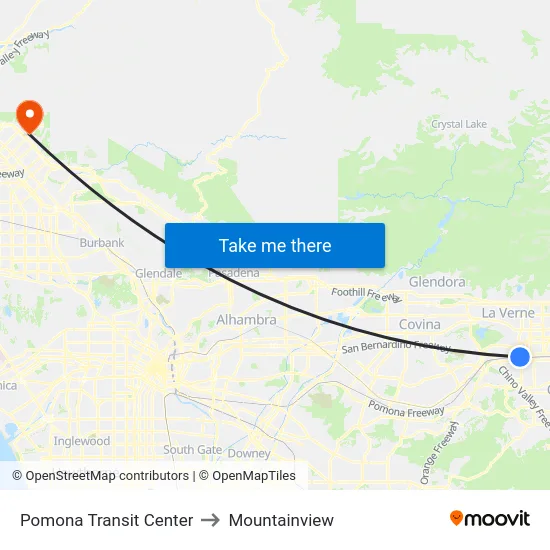 Pomona Transit Center to Mountainview map