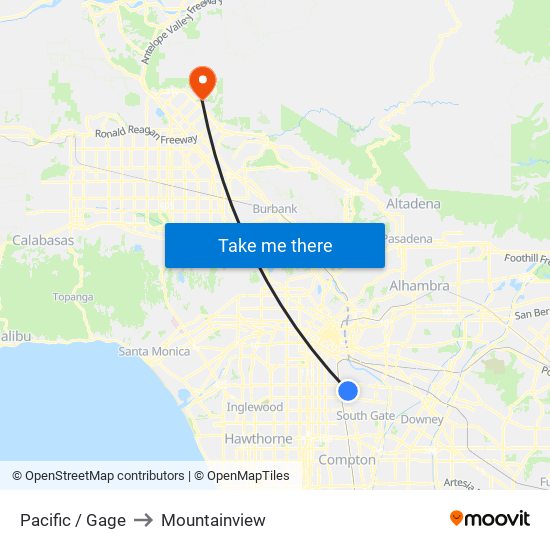 Pacific / Gage to Mountainview map