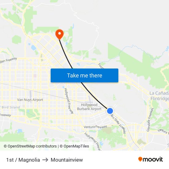 1st / Magnolia to Mountainview map