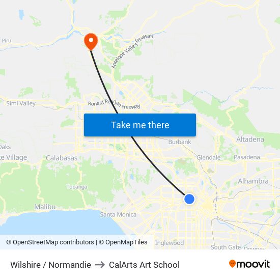 Wilshire / Normandie to CalArts Art School map