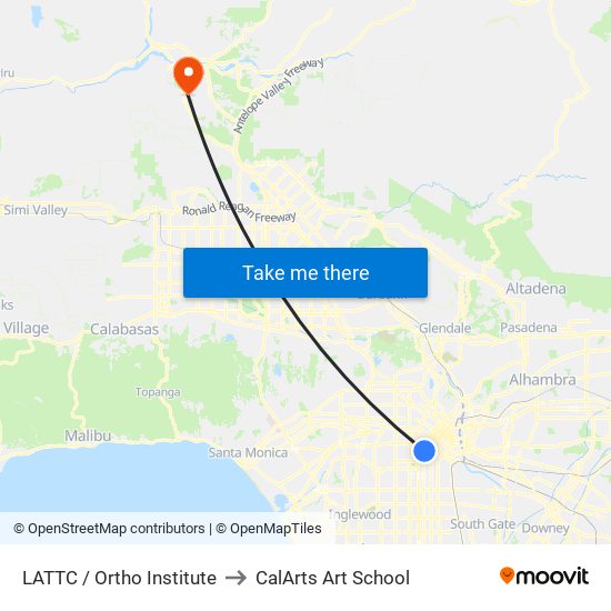 LATTC / Ortho Institute to CalArts Art School map