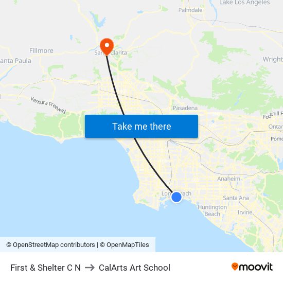 First & Shelter C N to CalArts Art School map