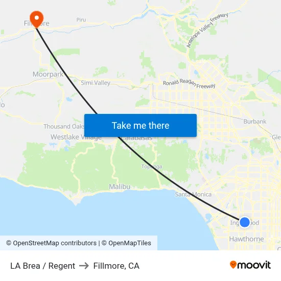LA Brea / Regent to Fillmore, CA map