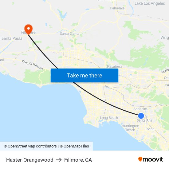 Haster-Orangewood to Fillmore, CA map