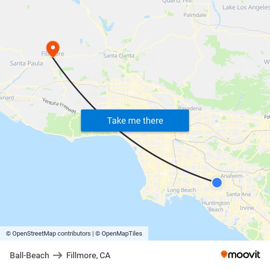 Ball-Beach to Fillmore, CA map