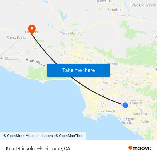 Knott-Lincoln to Fillmore, CA map