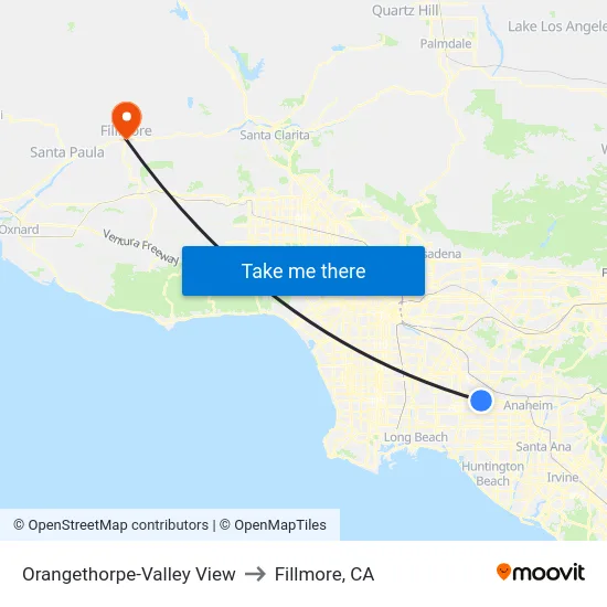 Orangethorpe-Valley View to Fillmore, CA map