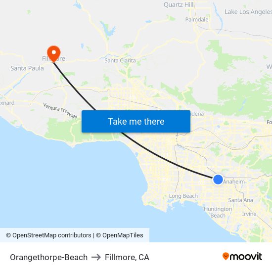 Orangethorpe-Beach to Fillmore, CA map
