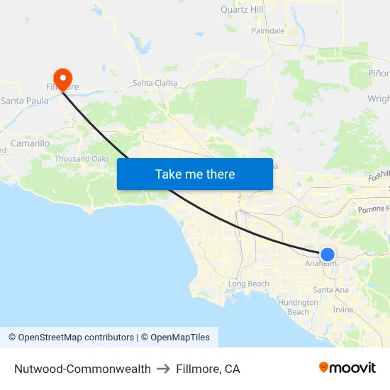 Nutwood-Commonwealth to Fillmore, CA map