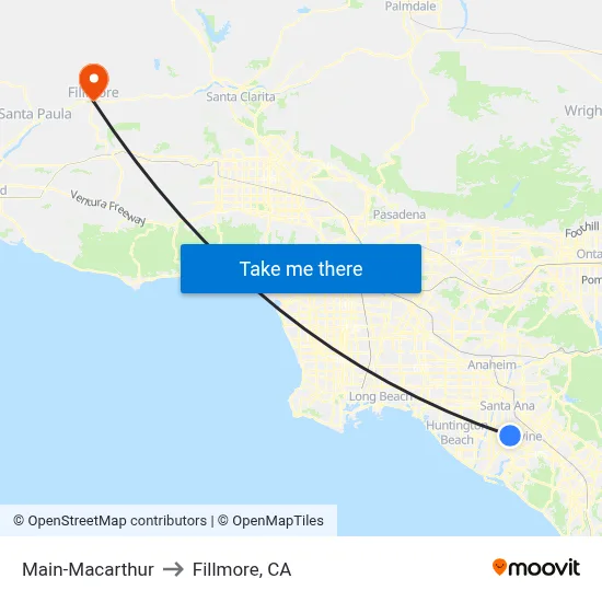 Main-Macarthur to Fillmore, CA map