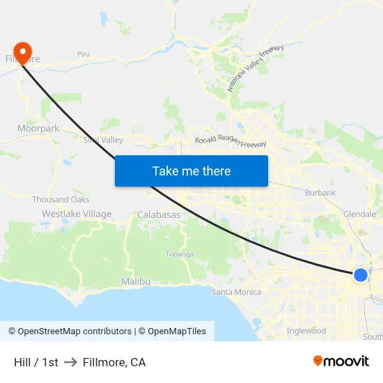 Hill / 1st to Fillmore, CA map