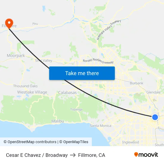 Cesar E Chavez / Broadway to Fillmore, CA map
