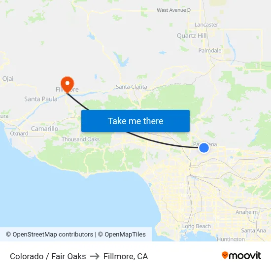 Colorado / Fair Oaks to Fillmore, CA map