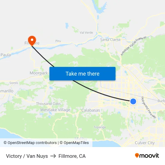 Victory / Van Nuys to Fillmore, CA map