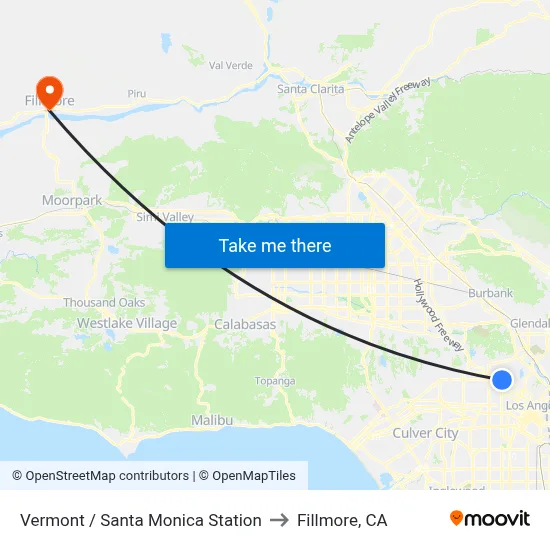 Vermont / Santa Monica Station to Fillmore, CA map