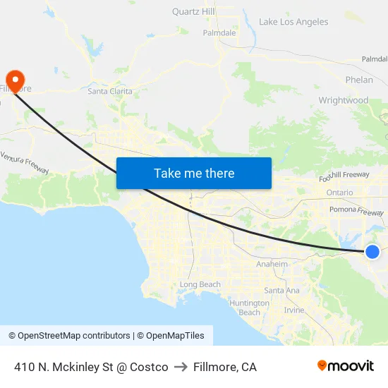 410 N. Mckinley St @ Costco to Fillmore, CA map