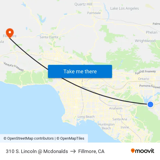 310 S. Lincoln @ Mcdonalds to Fillmore, CA map