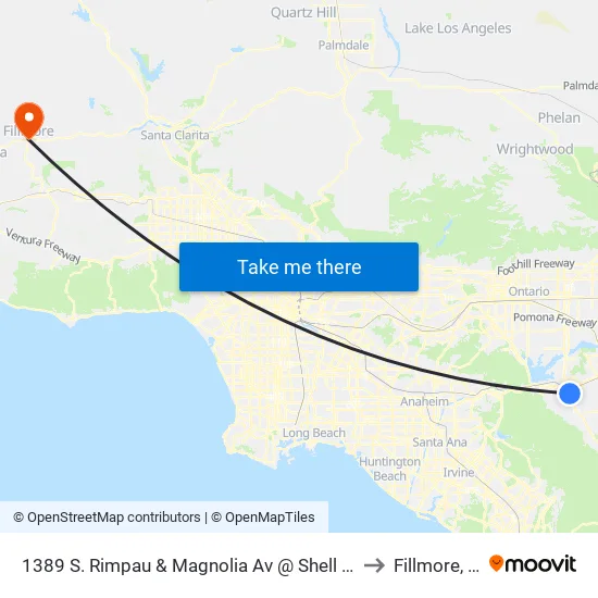 1389 S. Rimpau & Magnolia Av @ Shell Station to Fillmore, CA map