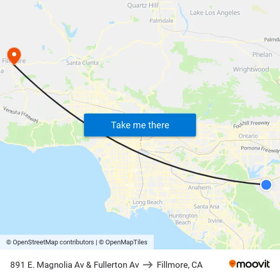 891 E. Magnolia Av & Fullerton Av to Fillmore, CA map