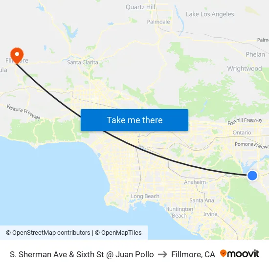 S. Sherman Ave & Sixth St @ Juan Pollo to Fillmore, CA map