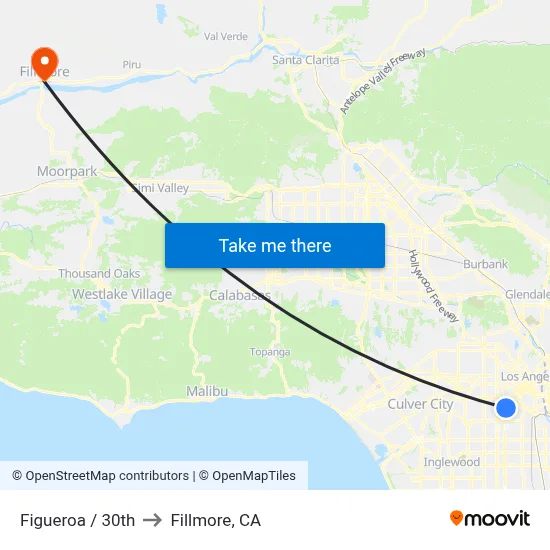 Figueroa / 30th to Fillmore, CA map