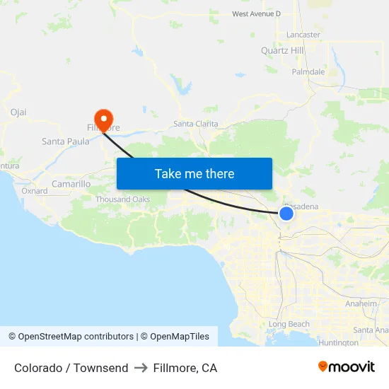 Colorado / Townsend to Fillmore, CA map