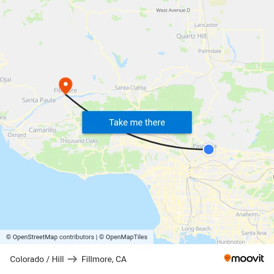 Colorado / Hill to Fillmore, CA map