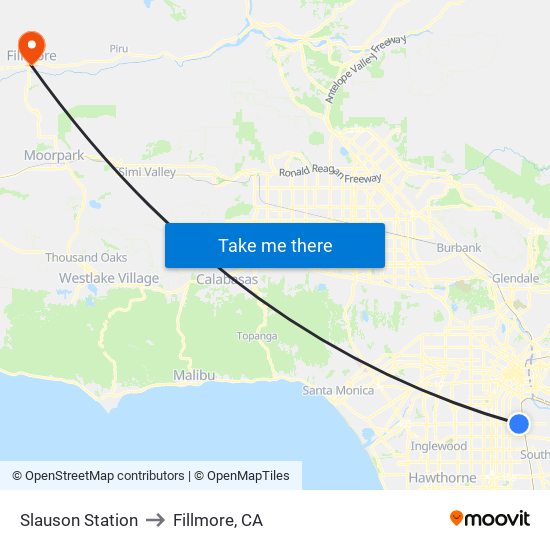 Slauson Station to Fillmore, CA map