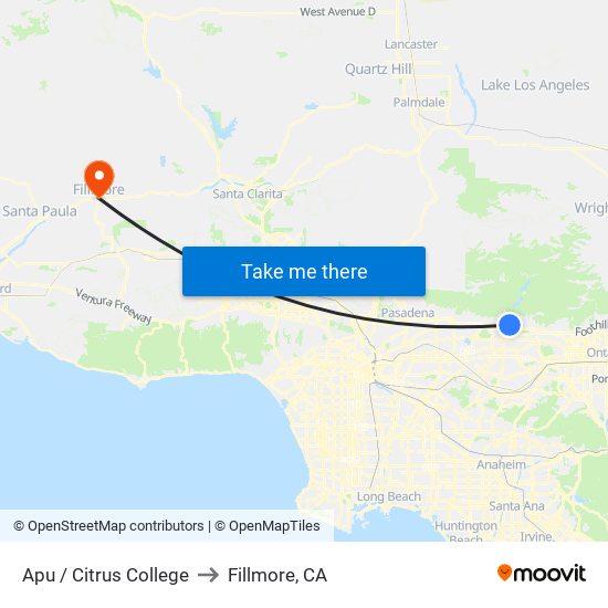 Apu / Citrus College to Fillmore, CA map